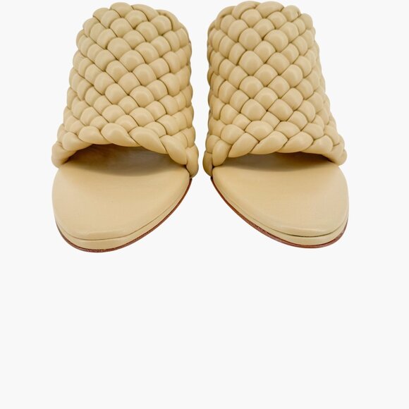 Bottega Veneta Curve Mule Sandals EU 40 US 10 Beige Woven Leather High Heel - Picture 7 of 13